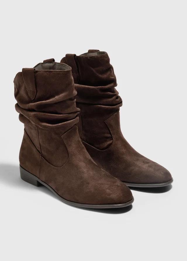 Brown Slouch Flat Boots