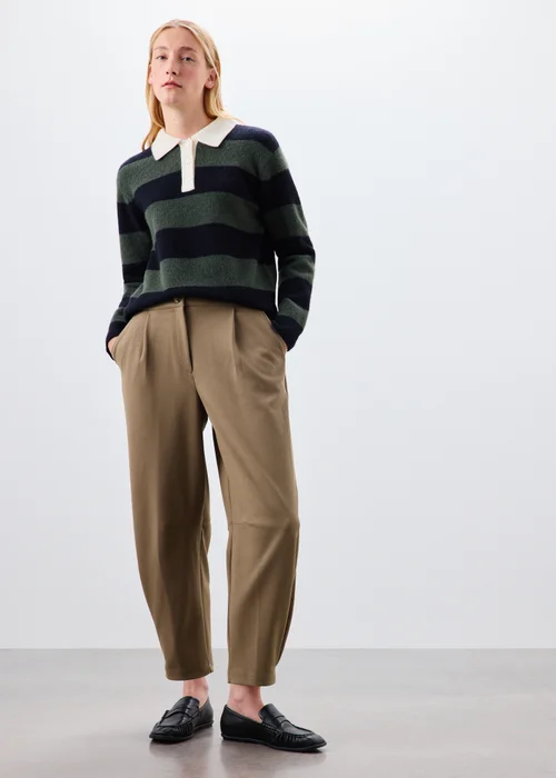 Camel Barrel Leg Trousers - 8/L29 Image 1