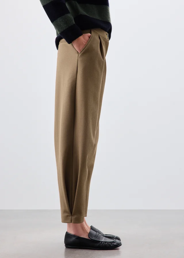 Camel Barrel Leg Trousers