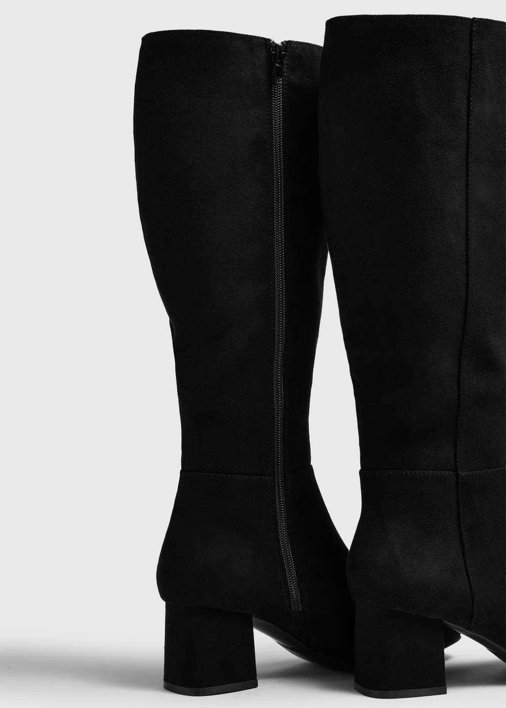 Black Knee High Low Block Boots - 3 Image 2