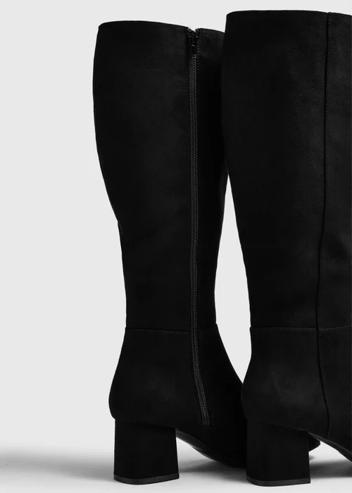Black Knee High Low Block Boots - 3 Image 2