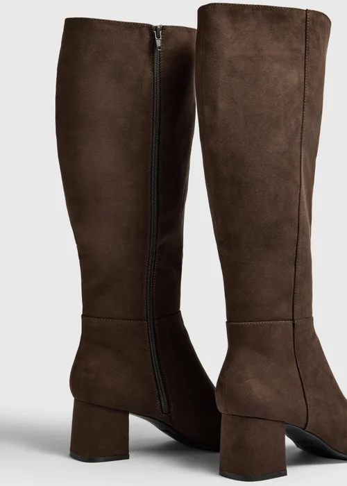 Brown Knee High Low Block Boots - 4 Image 2