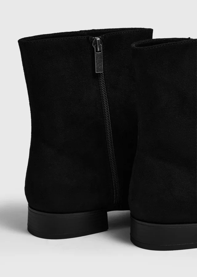 Black Faux Suede Ankle Boots