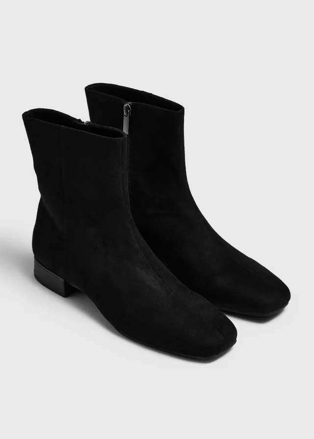 Black Faux Suede Ankle Boots