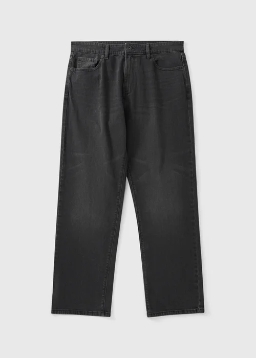 Black Washed Relaxed Fit Jeans - 32 R Image 5