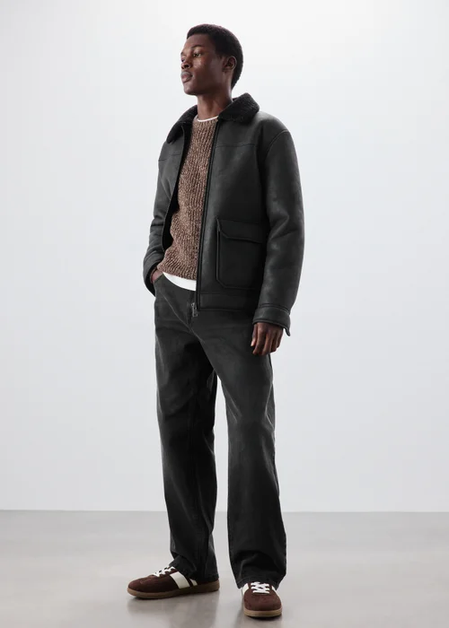 Black Washed Relaxed Fit Jeans - 32 R Image 1