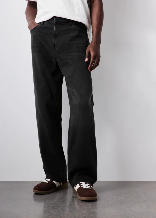 Black Washed Relaxed Fit Jeans