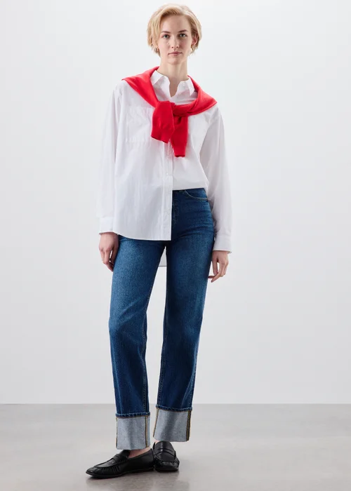Midwash Straight Leg Turn Up Jeans - 24/L29 Image 4
