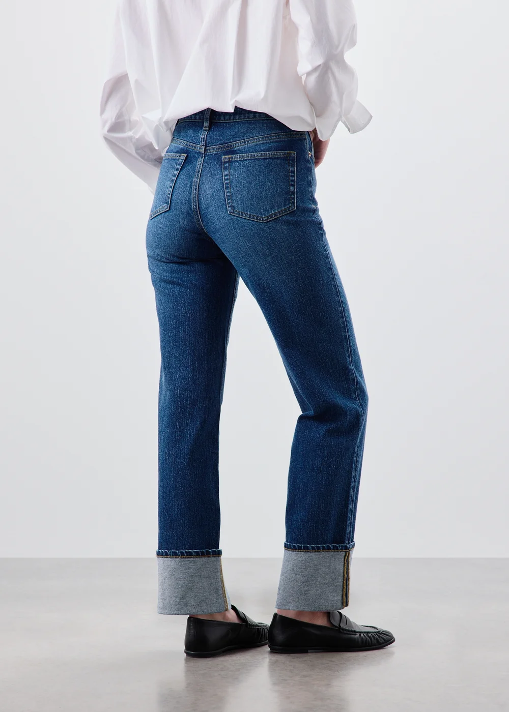 Midwash Straight Leg Turn Up Jeans - 24/L29 Image 2