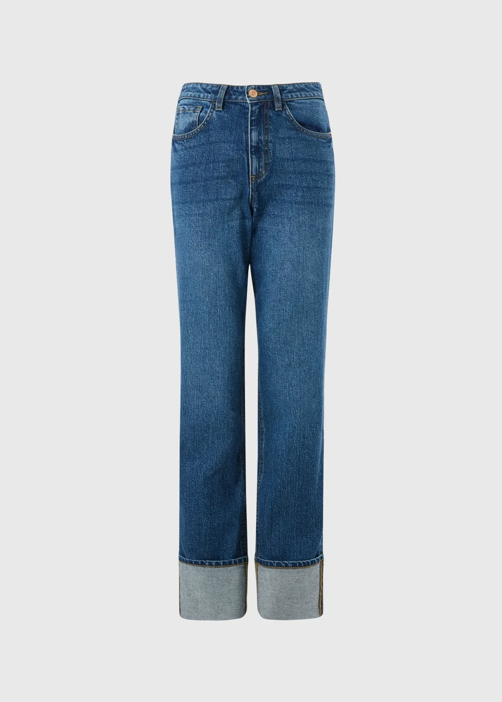 Midwash Straight Leg Turn Up Jeans - 24/L29 Image 5