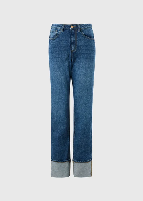 Midwash Straight Leg Turn Up Jeans - 24/L29 Image 5