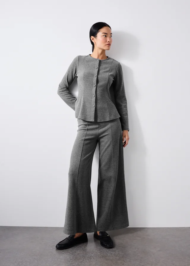 Charcoal Soft Touch Wide Leg Co Ord Trousers