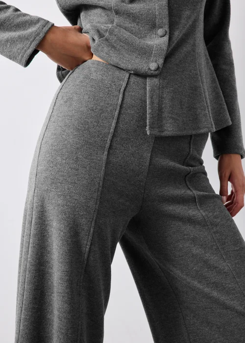 Charcoal Soft Touch Wide Leg Co Ord Trousers - 8/L29 Image 3