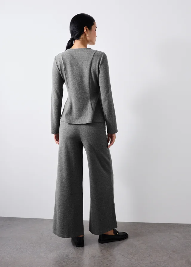 Charcoal Soft Touch Wide Leg Co Ord Trousers