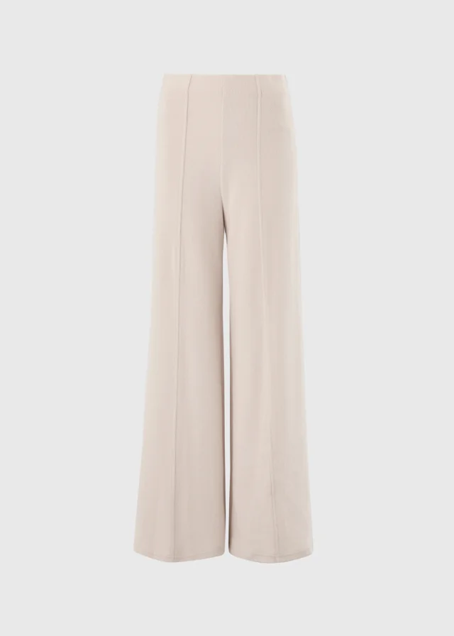 Oatmeal Soft Touch Wide Leg Co Ord Trousers