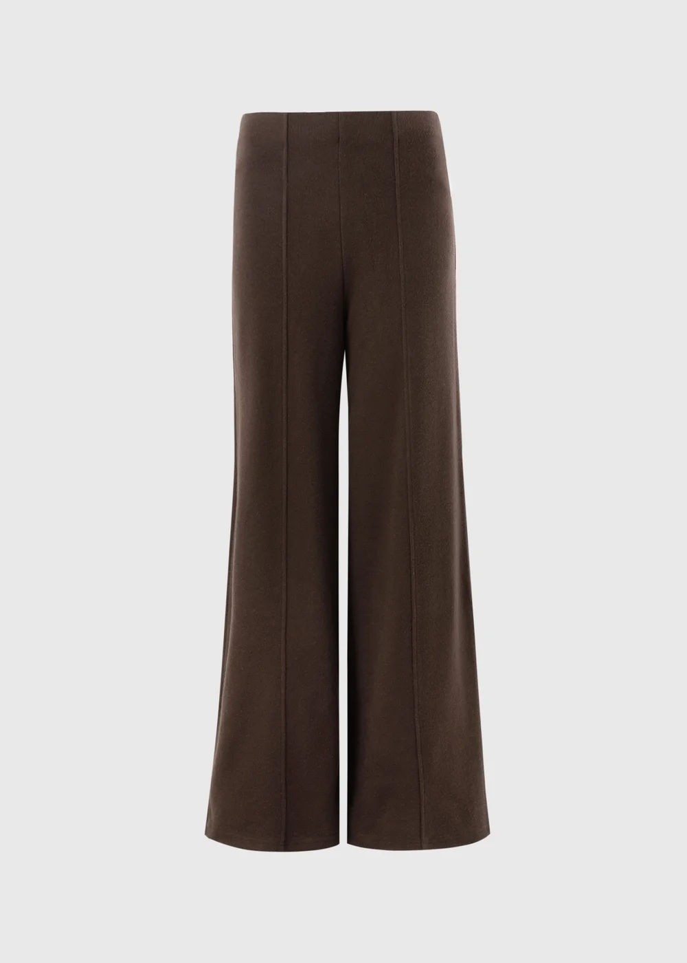 Chocolate Brown Soft Touch Wide Leg Co Ord Trousers - 8/L29 Image 4