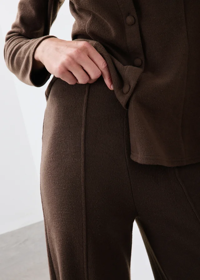 Chocolate Brown Soft Touch Wide Leg Co Ord Trousers