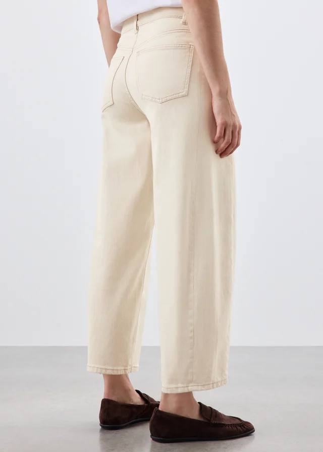 Ecru Barrel Leg Jeans