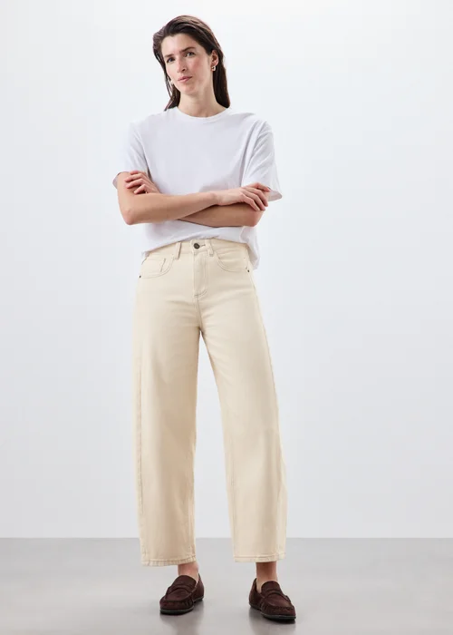 Ecru Barrel Leg Jeans - 24/L29 Image 3