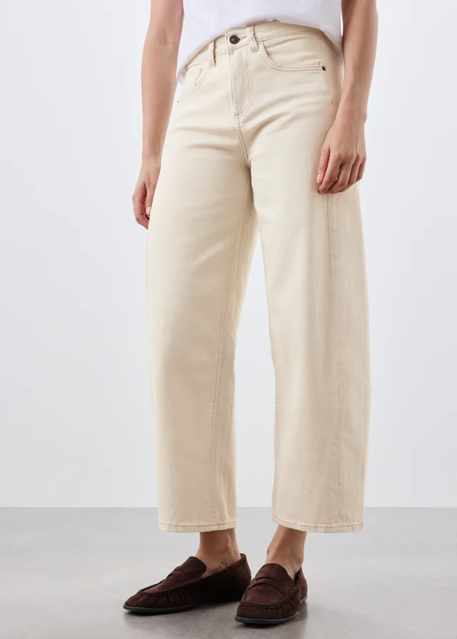 Ecru Barrel Leg Jeans