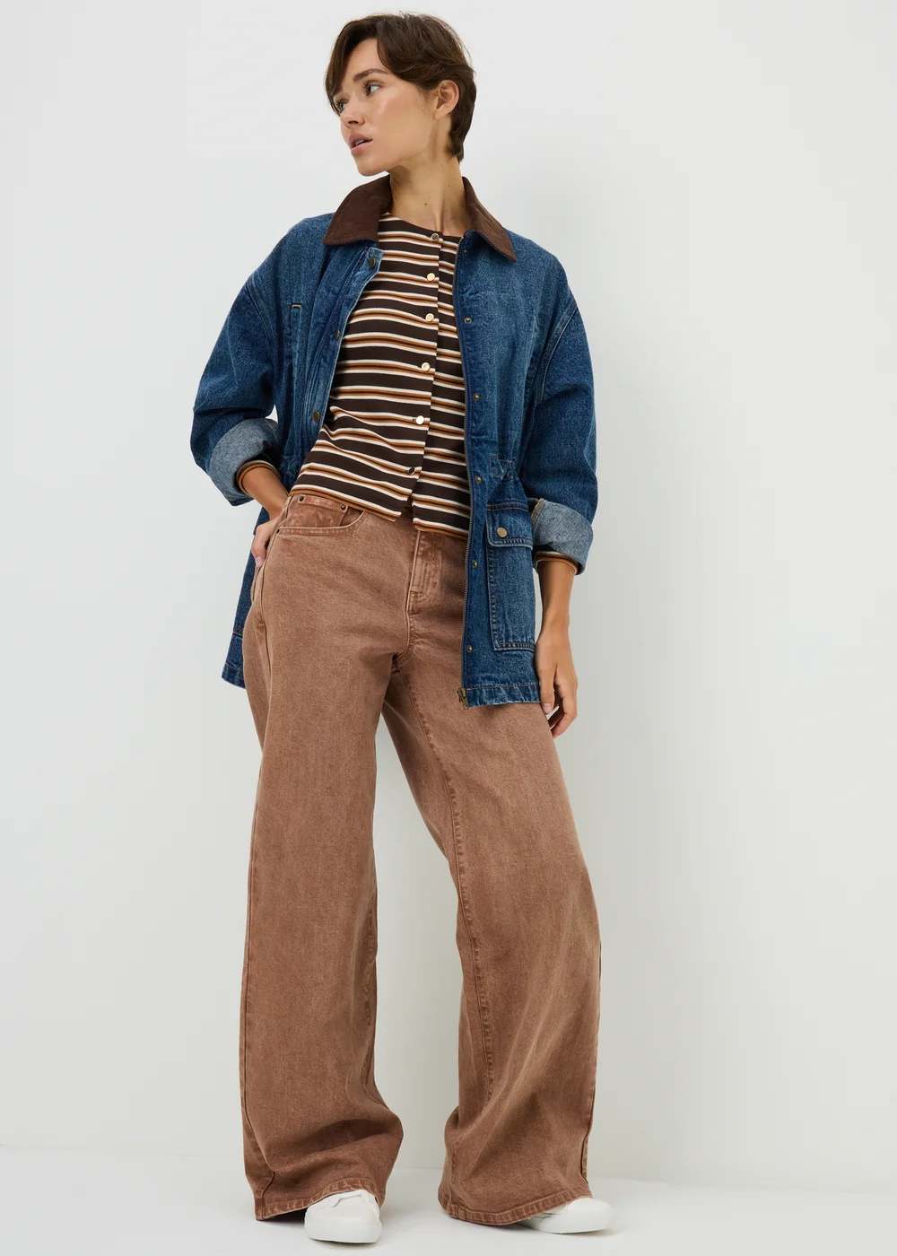 Toffee Stretch Mid Rise Wide Leg Jeans - 24/L29 Image 1