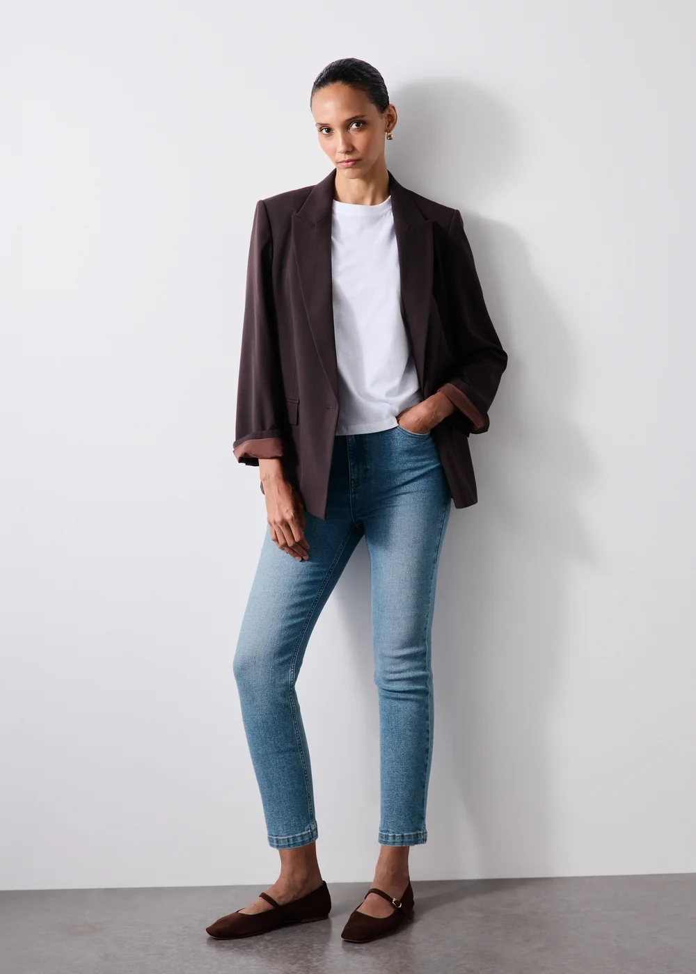 Blue Mid Wash Stretch High Rise Cigarette Jeans - 24/L29 Image 1
