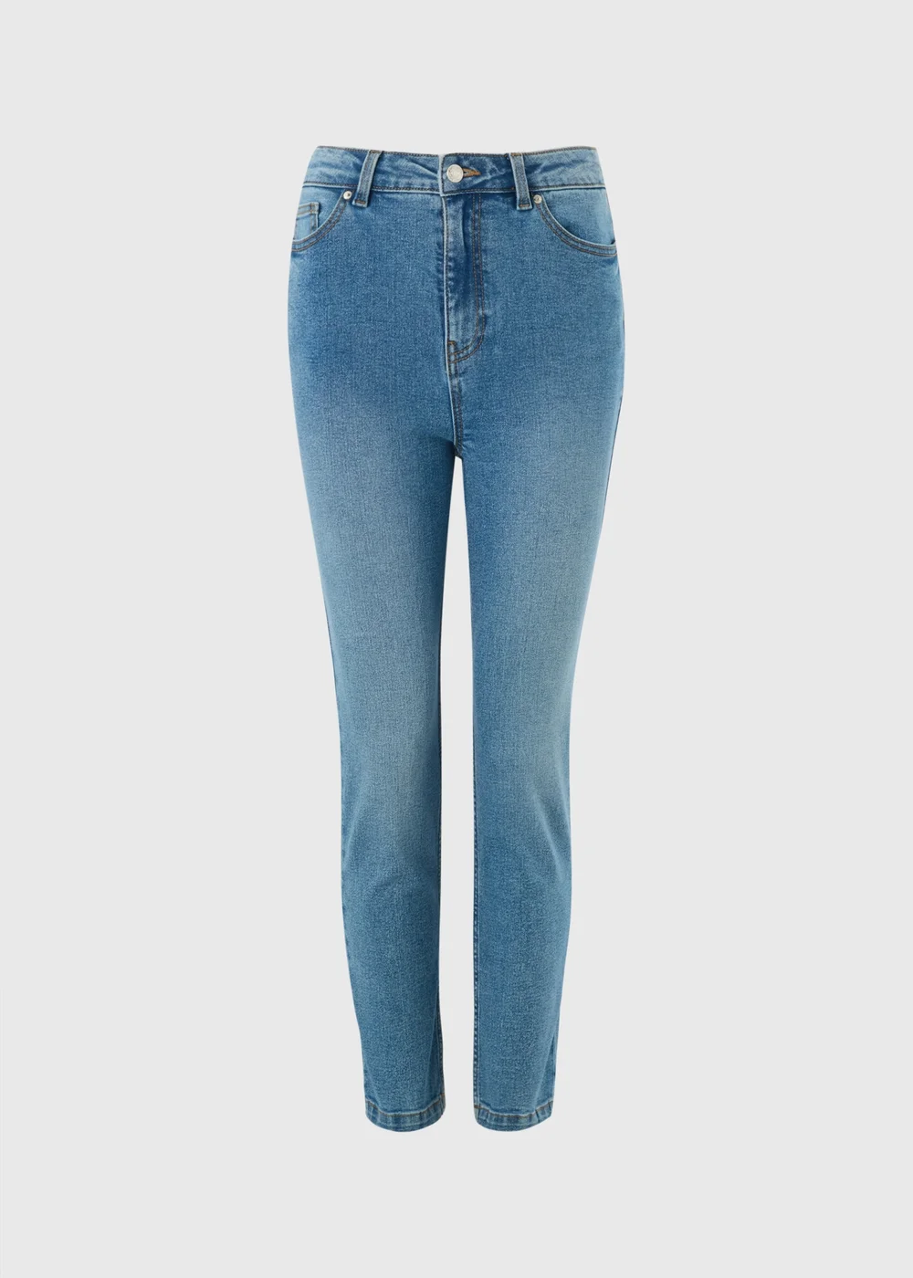 Blue Mid Wash Stretch High Rise Cigarette Jeans - 24/L29 Image 5