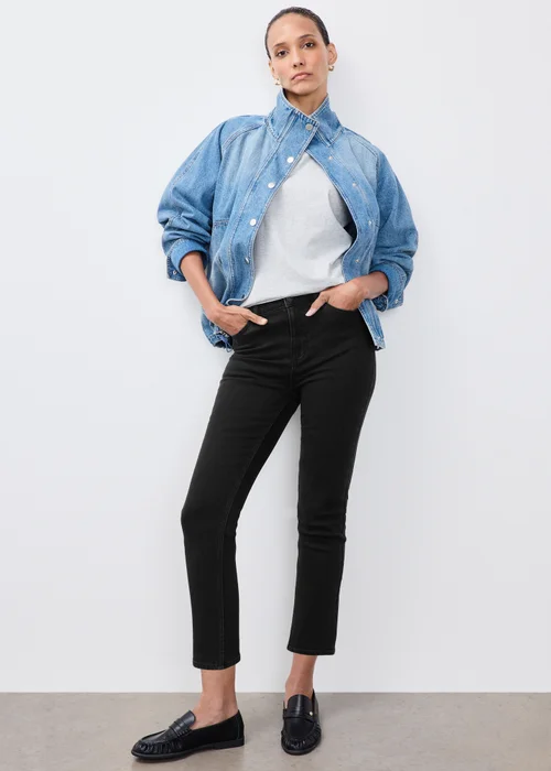 Black Stretch Cigarette High Rise Jeans - 26/L29 Image 1
