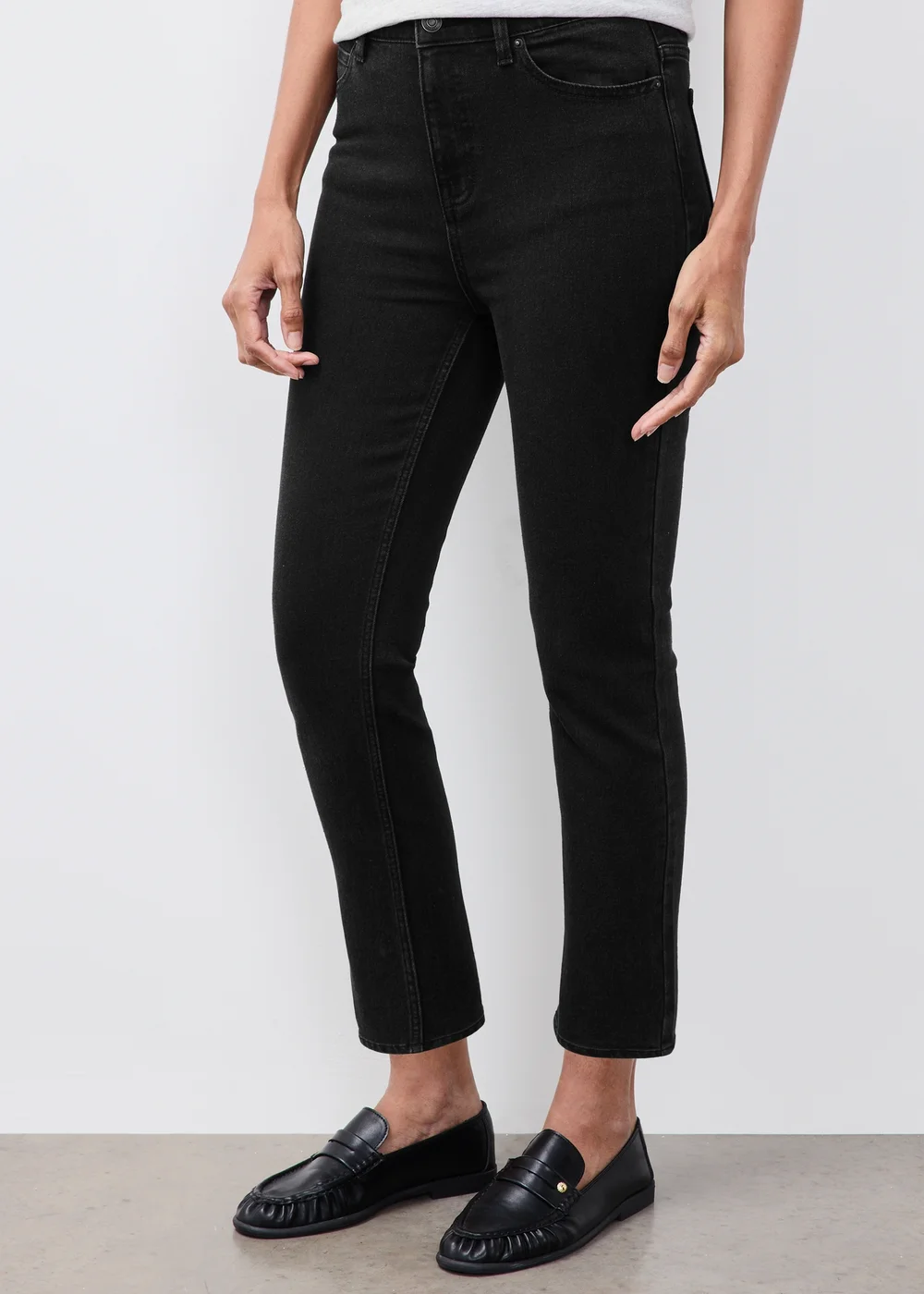 Black Stretch Cigarette High Rise Jeans - 26/L29 Image 3