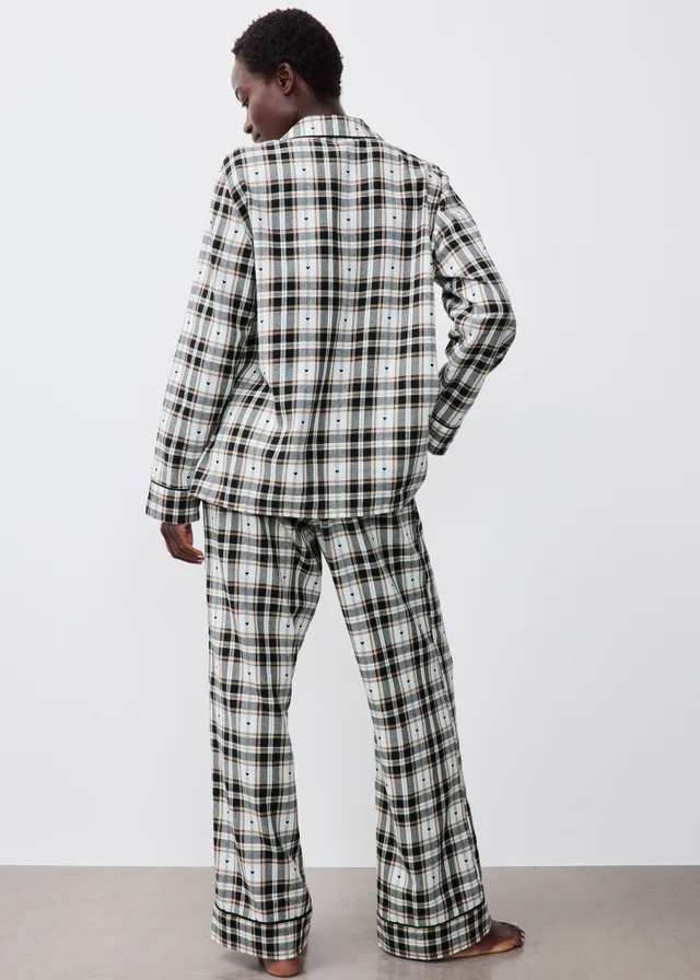 Black Check Button Up Pyjama Set