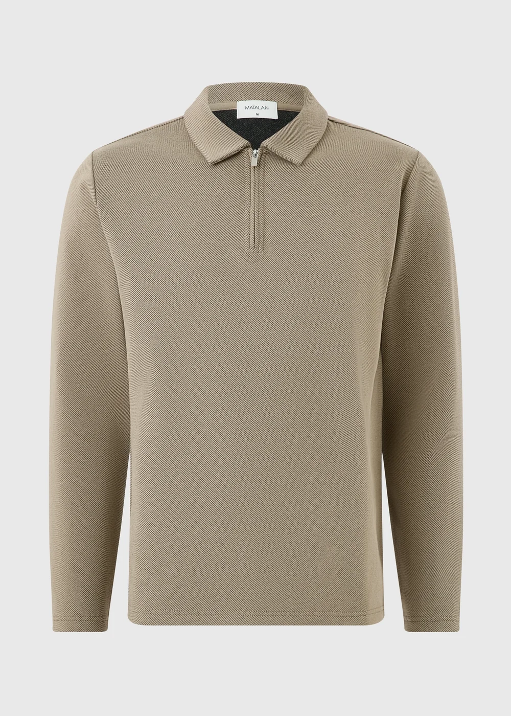Stone Marl Long Sleeve Twill Polo - XS Image 5