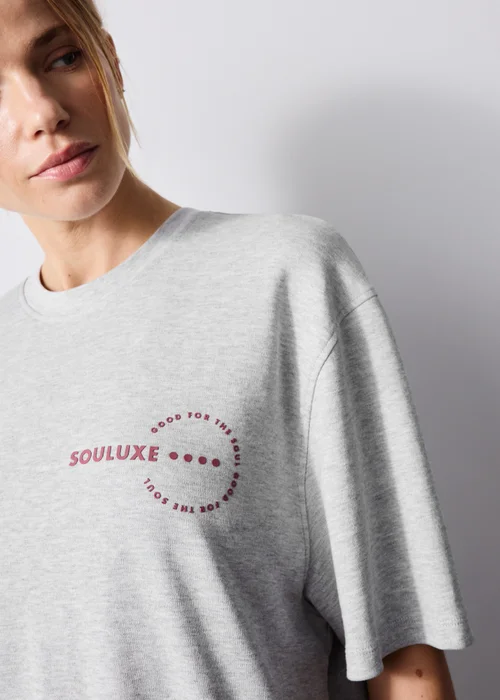 Souluxe Marl Grey Graphic T-Shirt - S Image 3