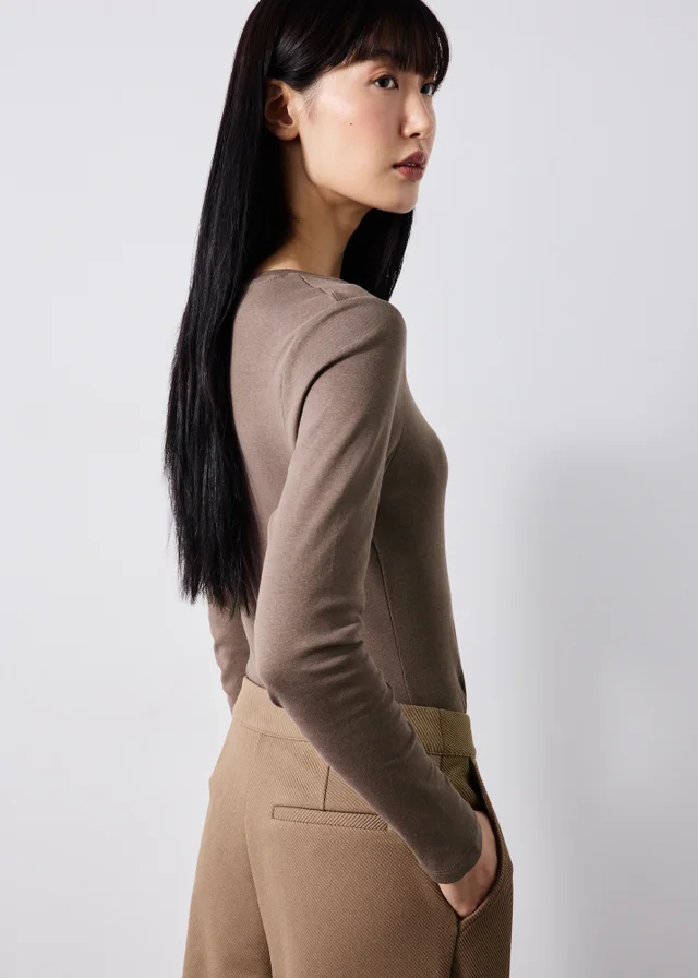 Chocolate Brown Long Sleeve Top