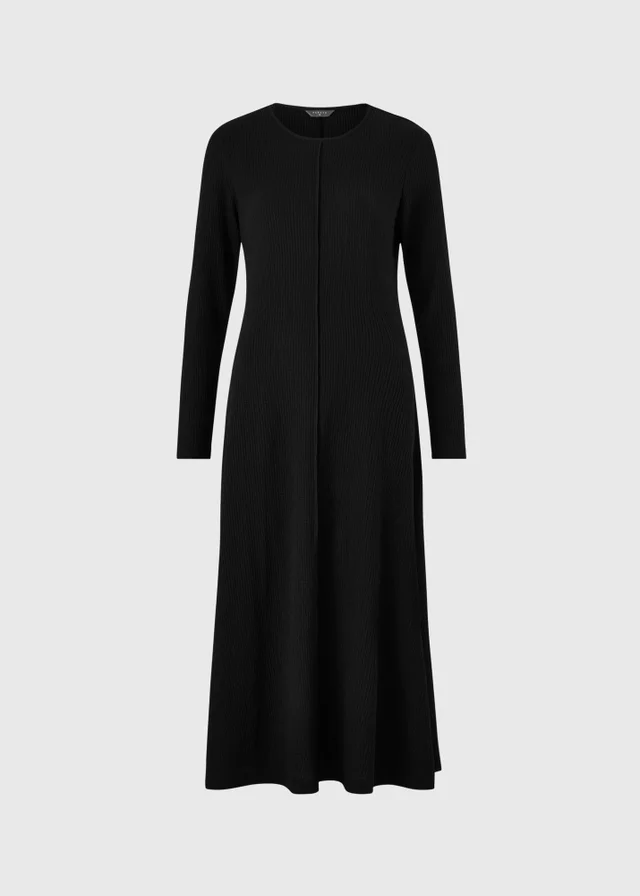 Black Textured Long Sleeve Dress