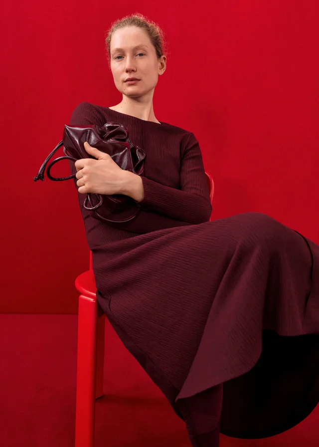 Wine Textured Midaxi Dress