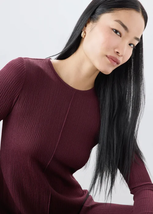 Wine Textured Midaxi Dress - 8 Image 1