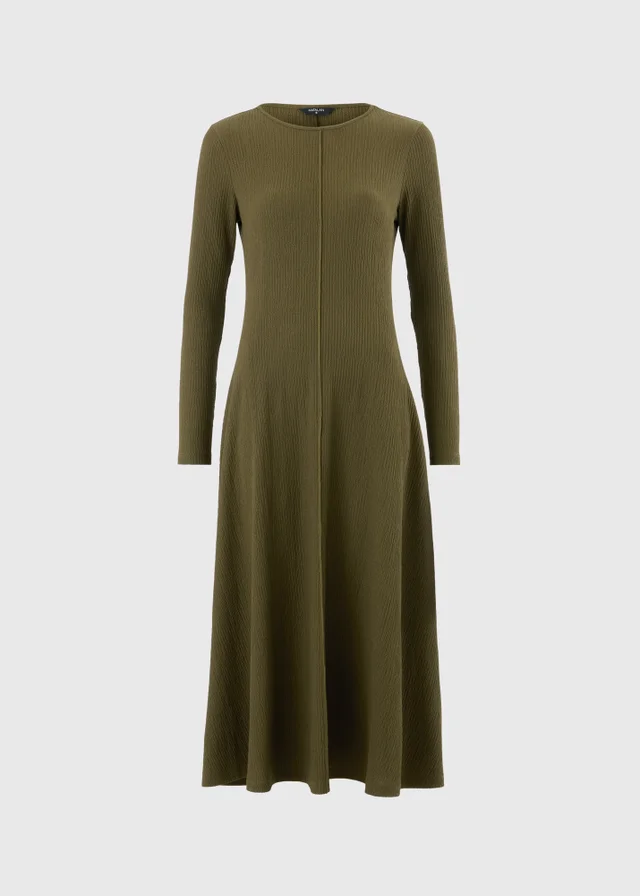 Khaki Textured Midaxi Dress