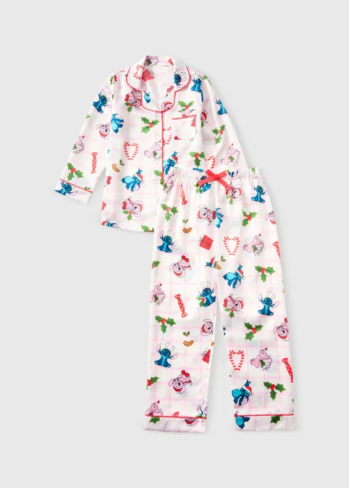 Girls Disney Stitch Cream Christmas Pyjamas (4-13yrs) - 4 Yrs Image 1