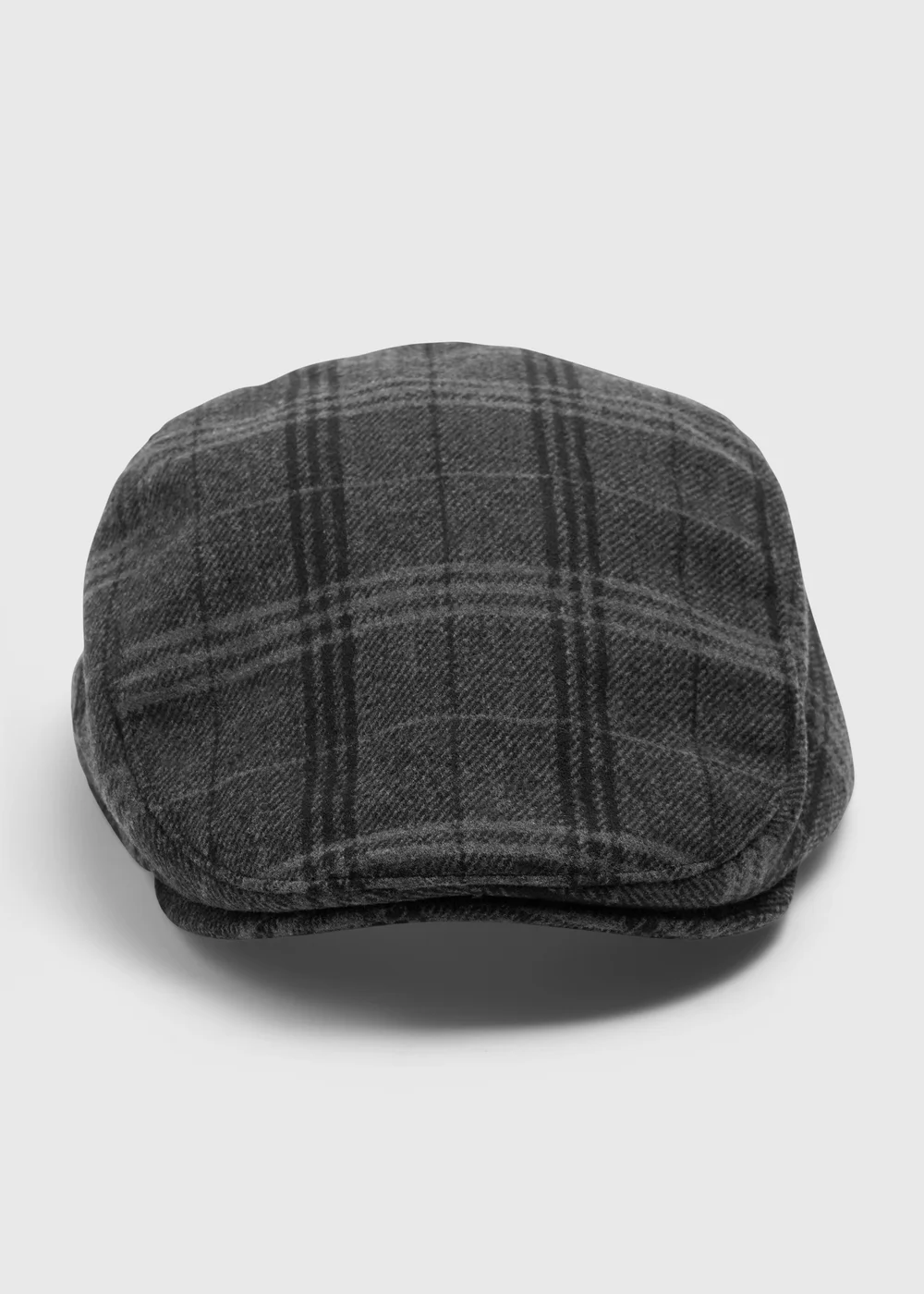 Grey Checked Flat Cap - S/M Image 1