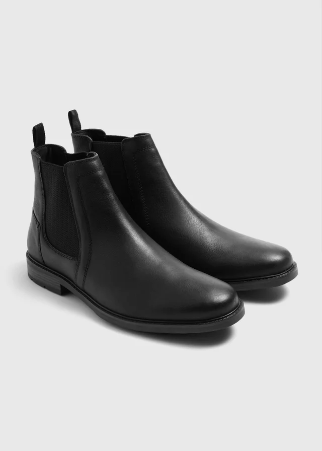 Black Leather Chelsea Boots