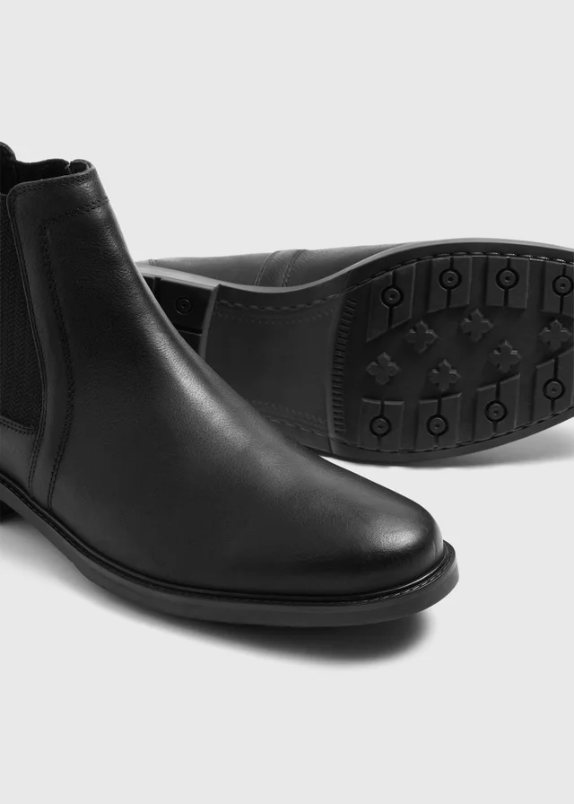Black Leather Chelsea Boots
