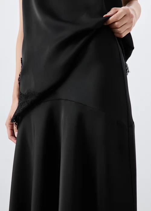 Black Satin Seam Midaxi Skirt - 8 Image 3