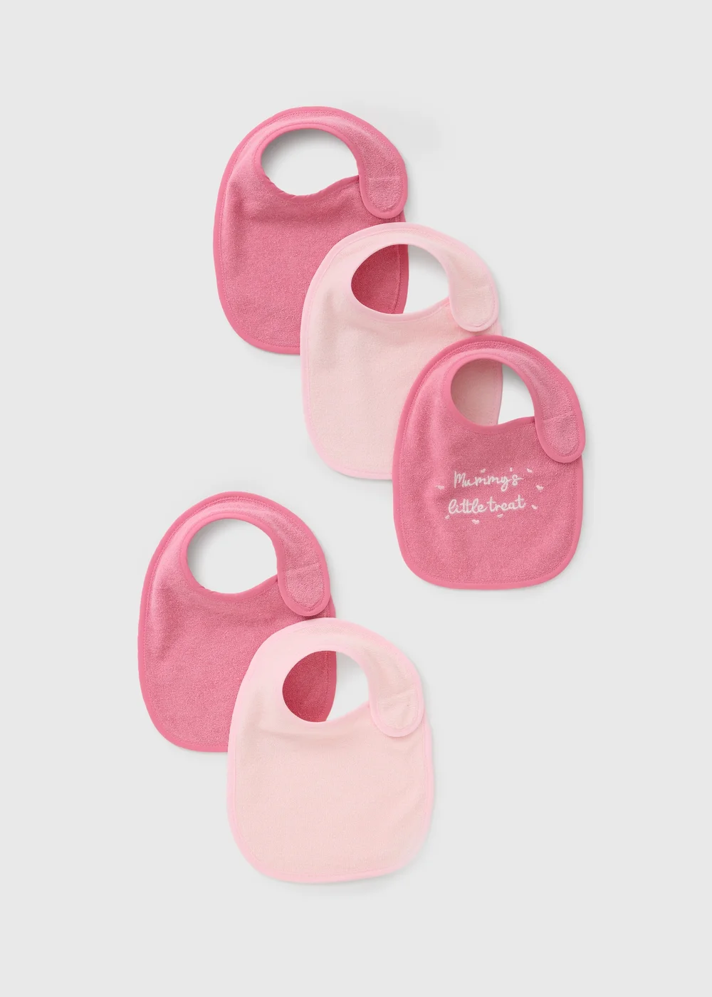5 Pack Baby Pink Patterned Bibs - One Size Image 1