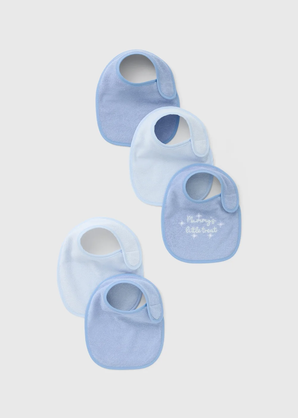 5 Pack Baby Blue Bibs - One Size Image 1