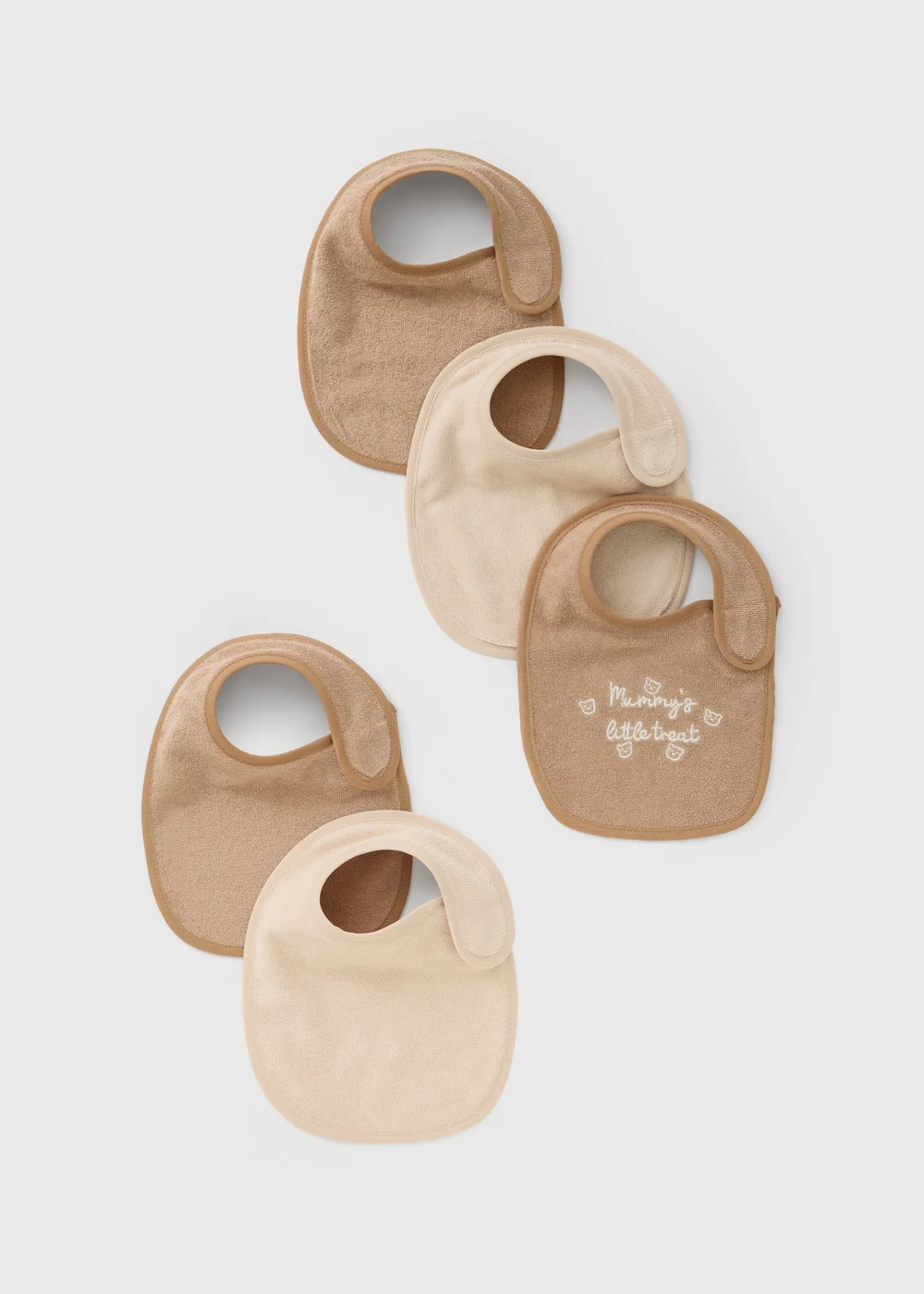 5 Pack Baby Beige Terry Bibs - One Size Image 1