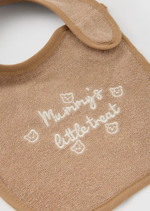 5 Pack Baby Beige Terry Bibs - One Size Image 2