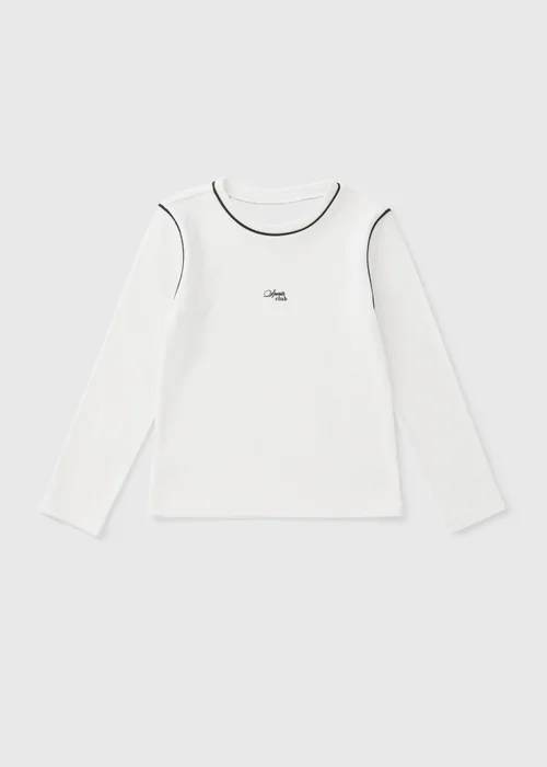Girls White Long Sleeve Sports Top (7-15yrs) - 7 Yrs Image 1