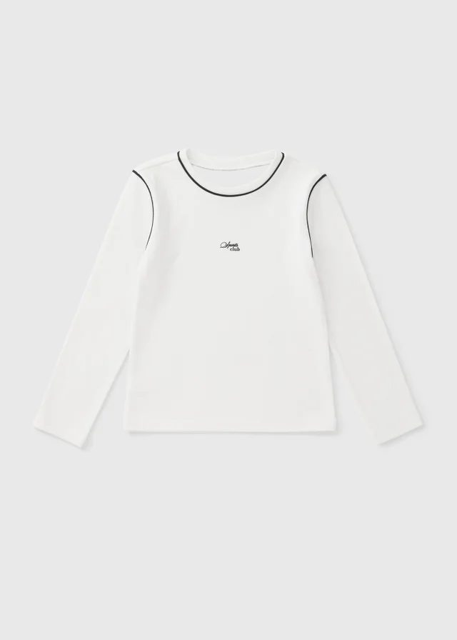Girls White Long Sleeve Sports Top (7-15yrs)