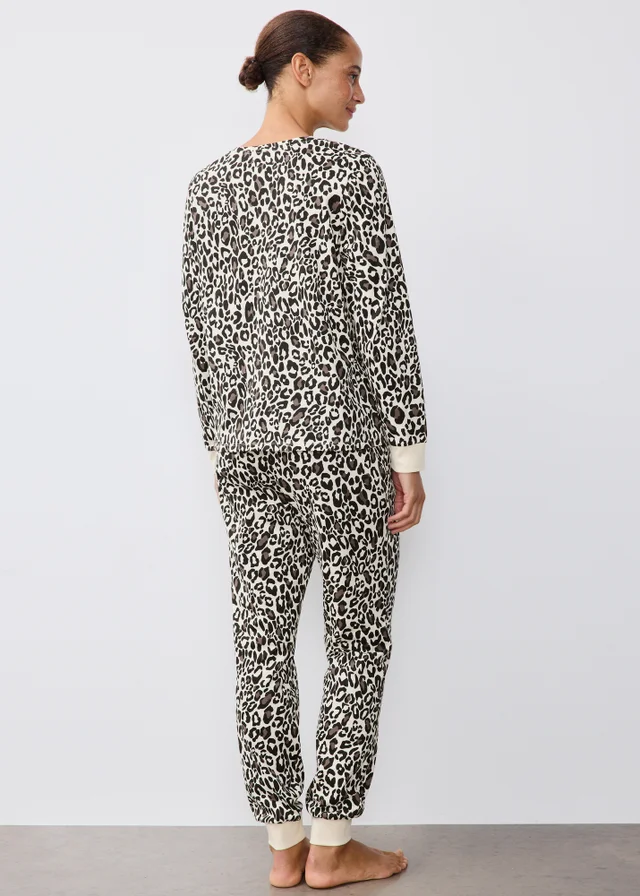 Brown Leopard Cuffed Pyjama Set