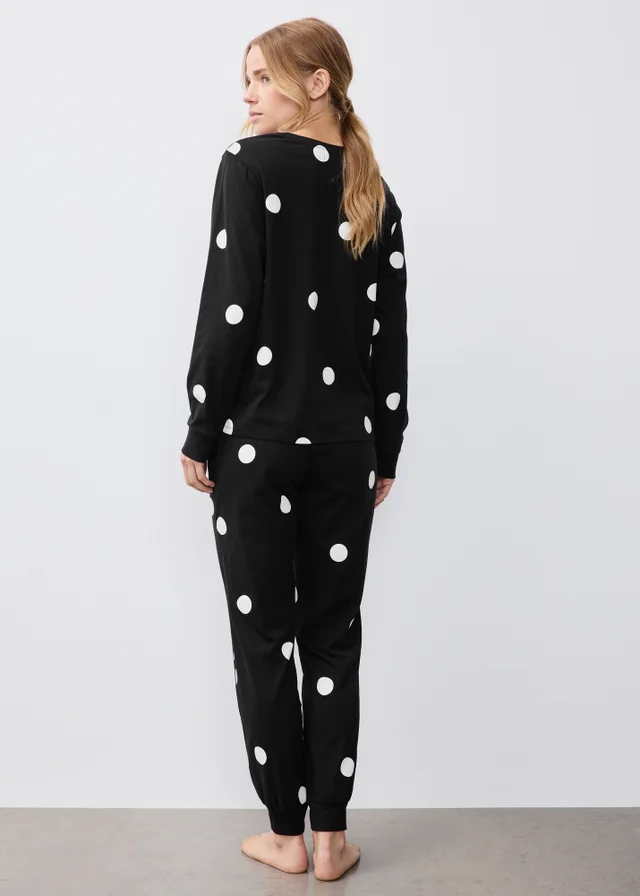 Black Spotted Long Sleeve Pyjamas
